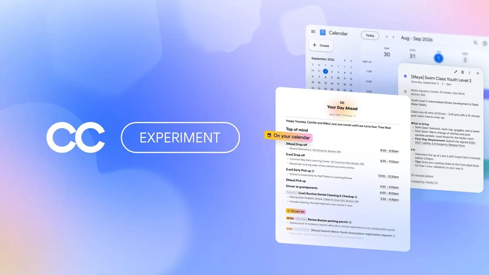 رابط گوگل CC — ایجنت هوش مصنوعی خانواده؛ تصویر مطبوعاتی TechCrunch با اعتبار Google