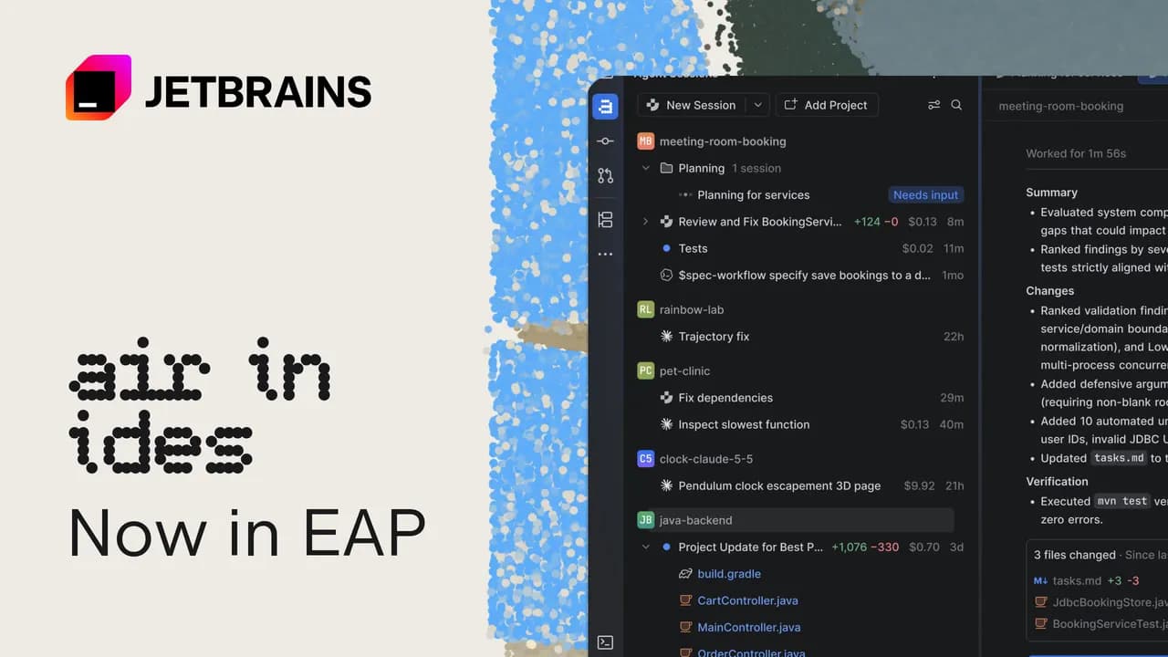 تصویر رسمی بلاگ جت‌برینز برای اعلام EAP پلاگین JetBrains Air در IDEها