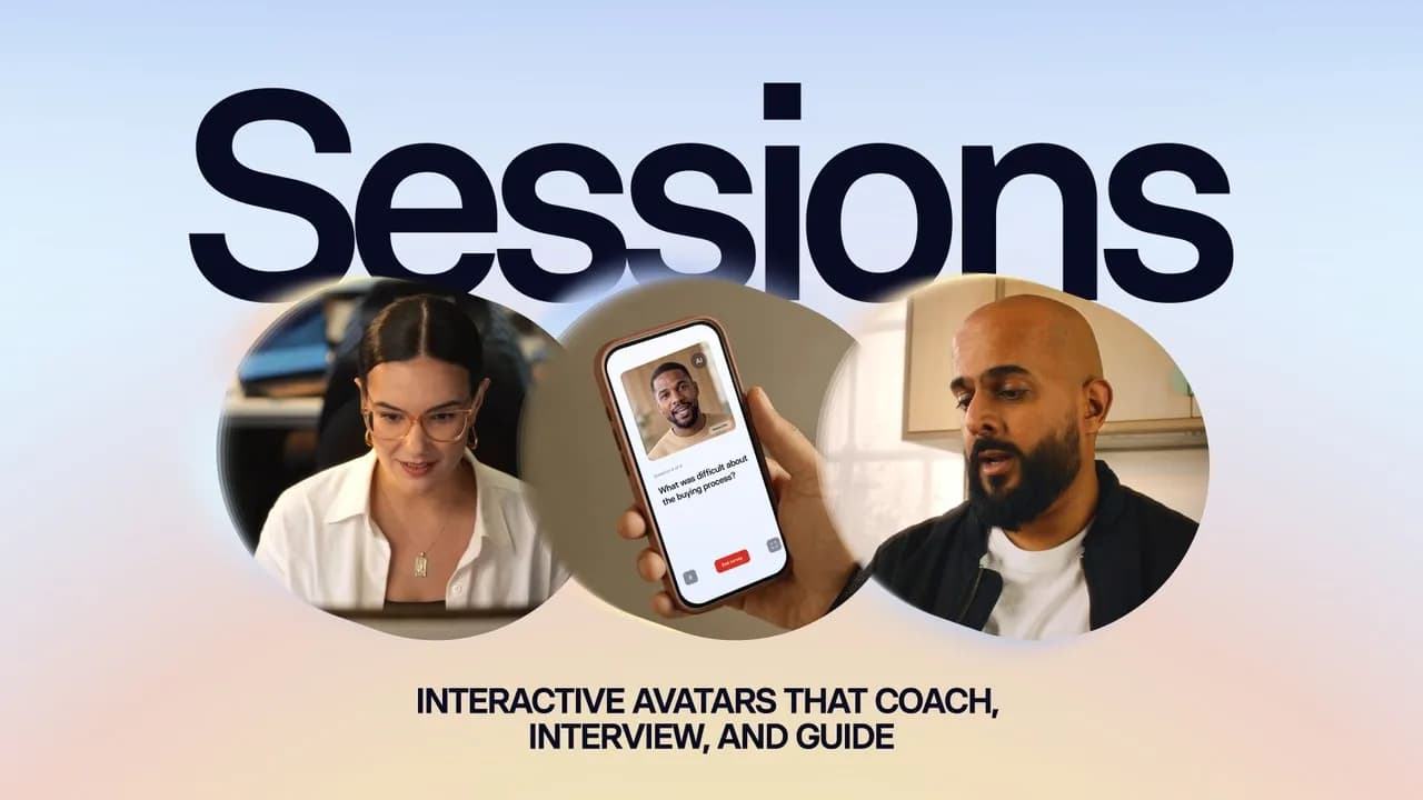 بنر رسمی Synthesia Sessions برای معرفی پلتفرم آواتار تعاملی