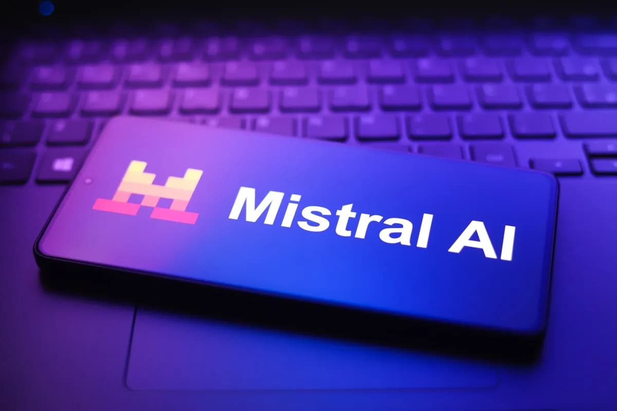 لوگوی Mistral AI روی صفحهٔ گوشی هوشمند — تصویر اصلی TechCrunch (Thomas Fuller/NurPhoto/Getty Images) برای خبر معرفی Mistral Large 4